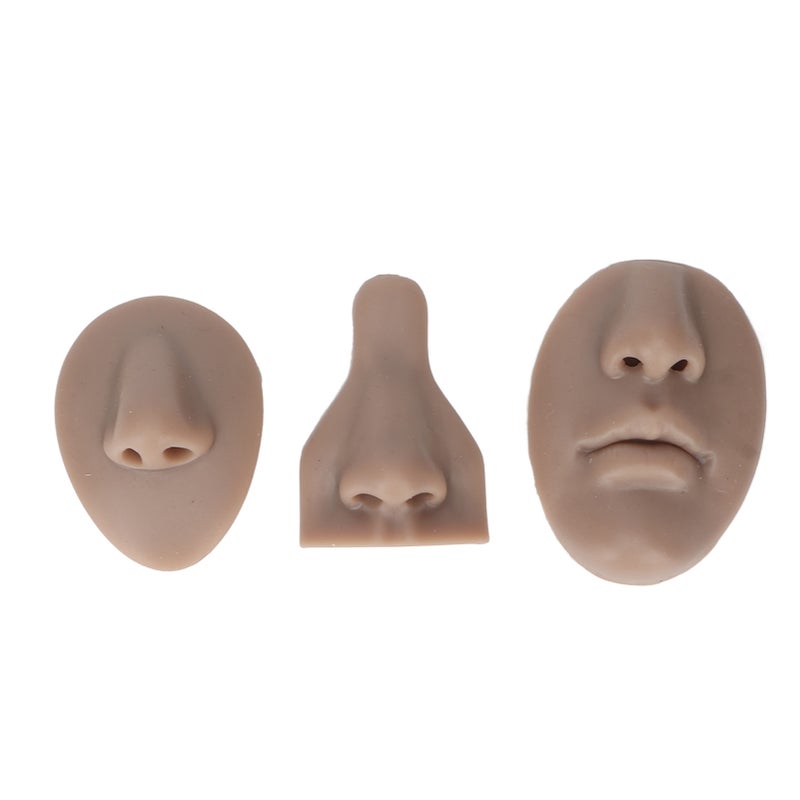 3D Silicone Nose Model Dark Skin Tone Soft Flexible Texture - Lifelike Reusable Design Practice Nose Model for Piercing Cosmetic Training Novices & Educators - Image 1