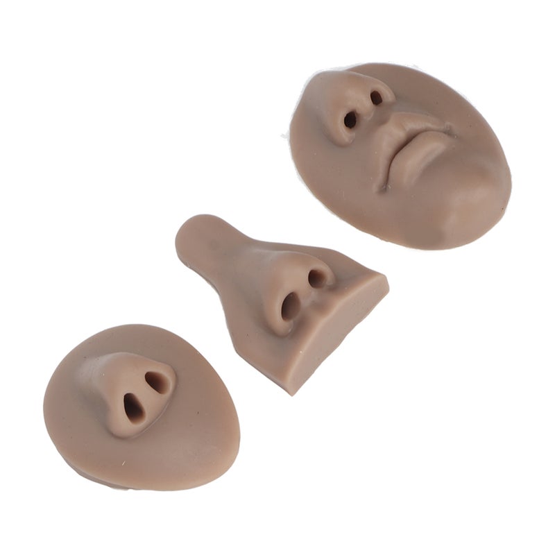 3D Silicone Nose Model Dark Skin Tone Soft Flexible Texture - Lifelike Reusable Design Practice Nose Model for Piercing Cosmetic Training Novices & Educators - Image 5