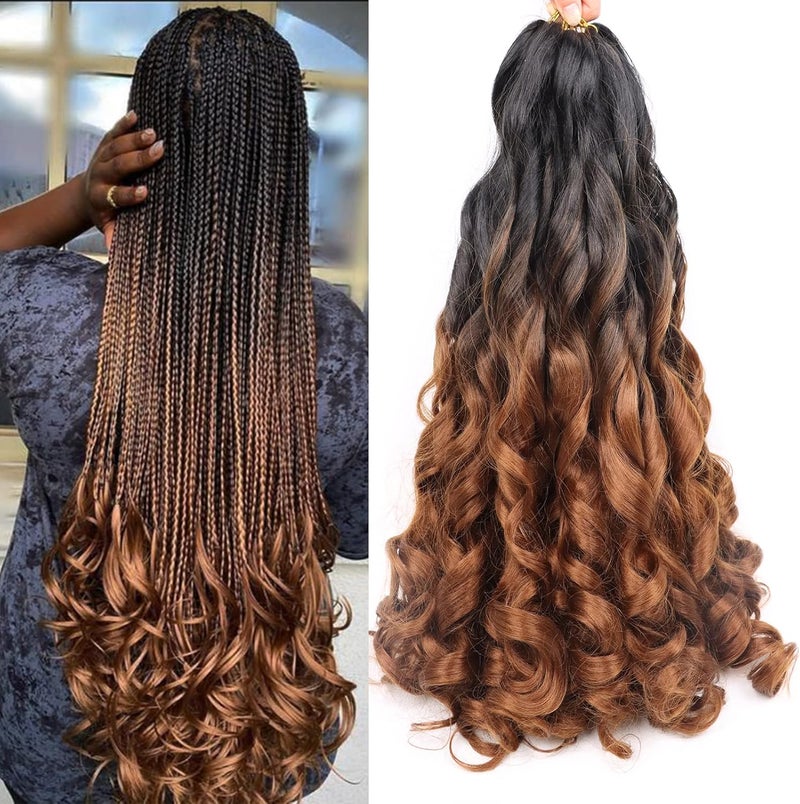 Lianzi French Curly Braiding Hair 22 Inch 8 Packs Pre Stretched for Box Braids Spanish Braiding Hair French Curl Crochet Braids Hair Extensions(22 Inch/Pack of 8, B29) - Image 1
