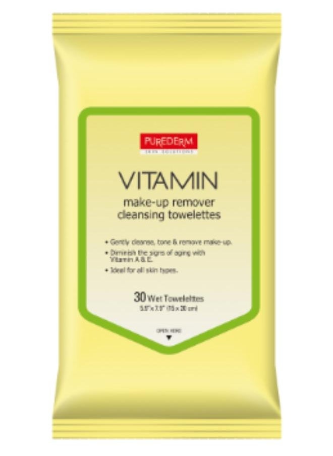 Purederm - VITAMIN Make-up Remover Cleansing Towelettes 30sheets. - Image 1