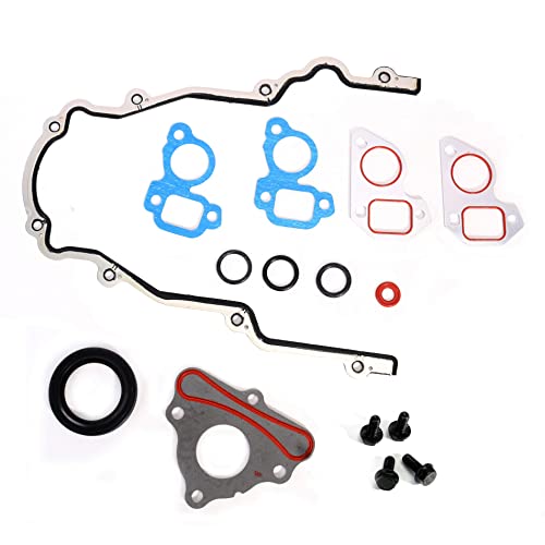 JAVOUKA Timing Cover Gasket Set, for LS Camshaft Thrust Retainer Plate Seal Cam w/Bolt,Water Pump Gasket,Crankshaft Seal,for GM Gen III IV V LS1 LT1 L86 L84 LT4 LQ4 LS2 LS3,4.8/5.3/6.0/6.2L - Image 1