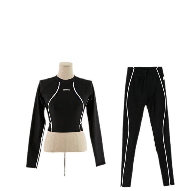 New Womens Three-Piece Surf Swimsuit with Sun Protection Black 