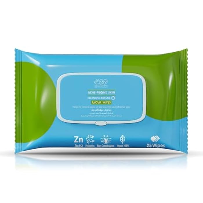 Eva Skin Clinic Acne-Prone Skin Facial Wipes, 25 wipes - Image 1