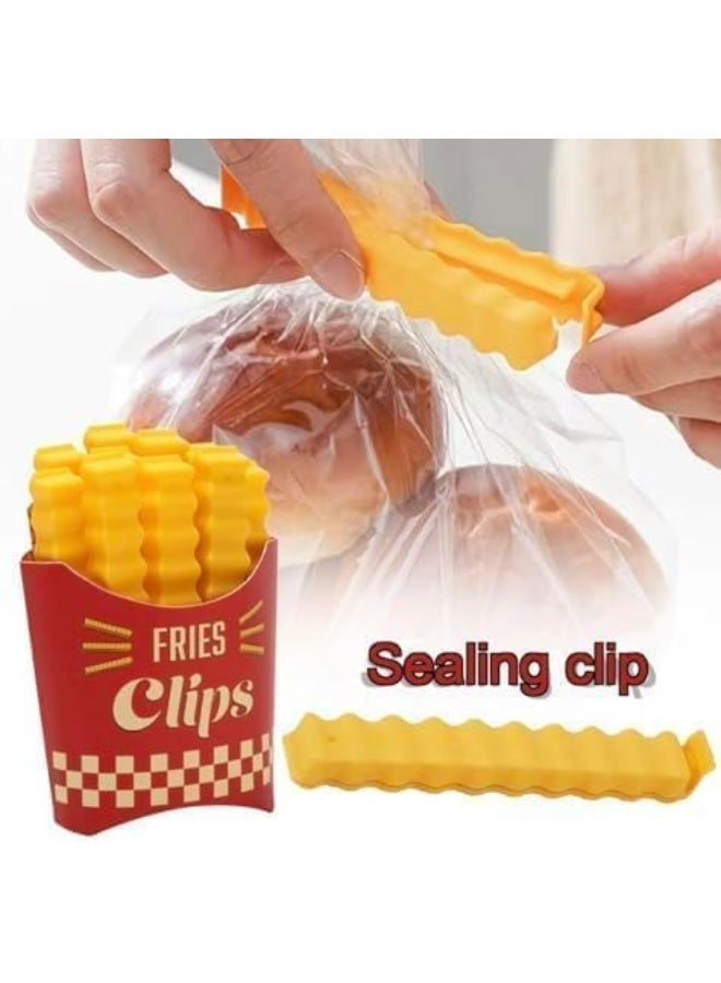 12-piece bag sealing clip set with magnetic holder, shaped like French fries - Image 5