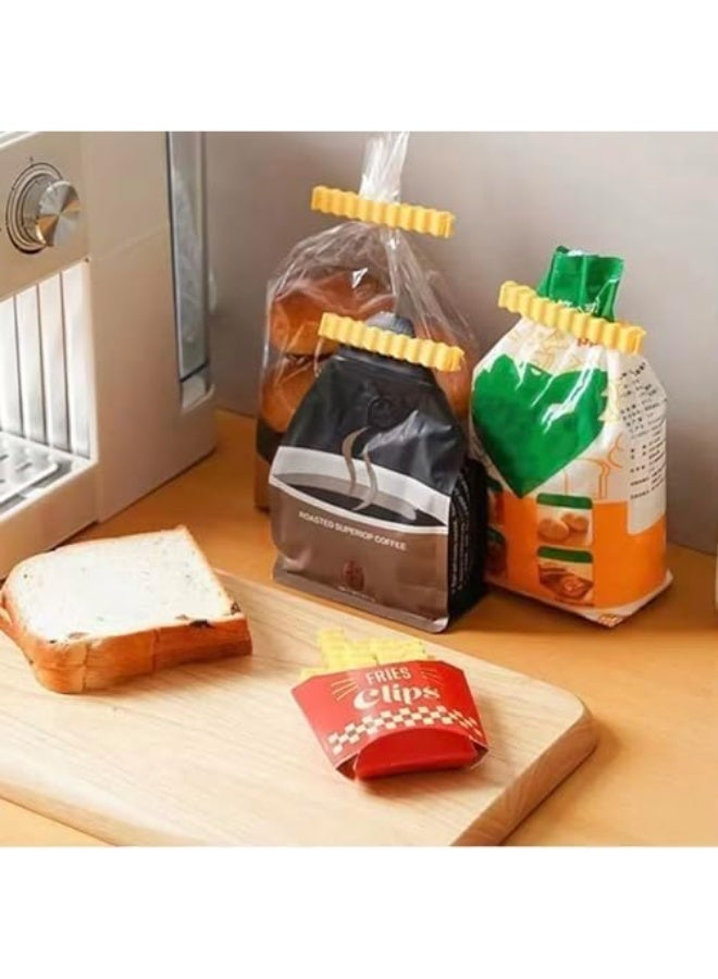 12-piece bag sealing clip set with magnetic holder, shaped like French fries - Image 3