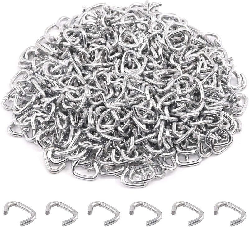 Rustark 1000 Pcs 3/8" Galvanized Hog Rings, Professional Upholstery Hog Rings Set for Furniture,Fencing,Bagging, Railing, Sausage Casing, Meat bags, Shock Cords - Image 1