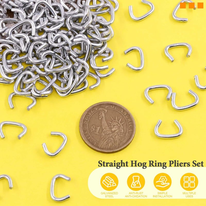 Rustark 1000 Pcs 3/8" Galvanized Hog Rings, Professional Upholstery Hog Rings Set for Furniture,Fencing,Bagging, Railing, Sausage Casing, Meat bags, Shock Cords - Image 3