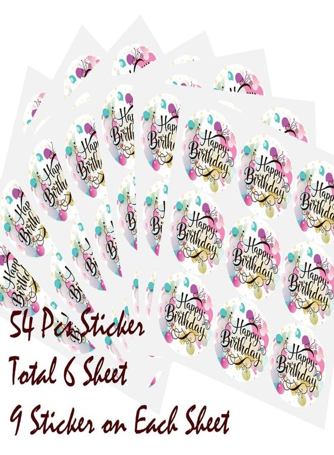 SLGIFT Vinyl Happy Birthday Theme Sticker, Self-Adhesive Vinyl Stickers, 54 Pieces, 2 x 2 Inches Round Sticker, 9 Unique Designs, R048 - Image 4