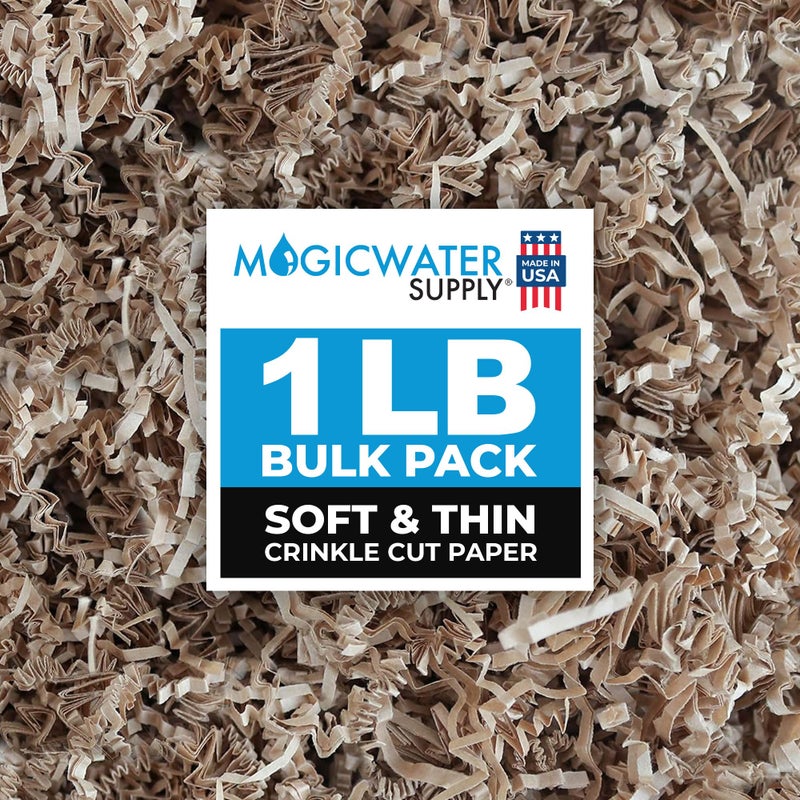 MagicWater Supply - 1 LB - Kraft - Soft & Thin Crinkle Cut Paper Shred Filler great for Gift Wrapping, Basket Filling, Birthdays, Weddings, Anniversaries, Valentines Day, and other occasions - Image 1