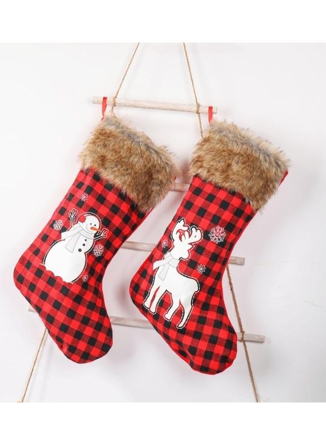 4-Piece Decoration Plaid Stocking Gift Candy Bag Multicolour - Image 4
