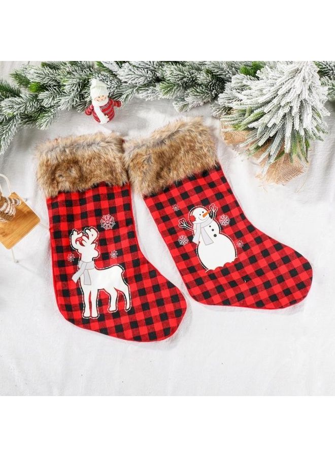 4-Piece Decoration Plaid Stocking Gift Candy Bag Multicolour - Image 5