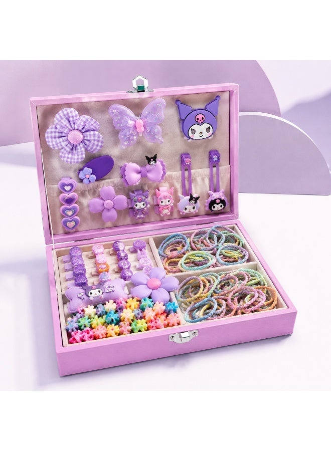 Kids Hair Accessories Set 156 PCS – Cute Princess Hair Clips & Scrunchies Gift Box for Girls, DIY Dress Up Hair Styling Toy Set - Image 1