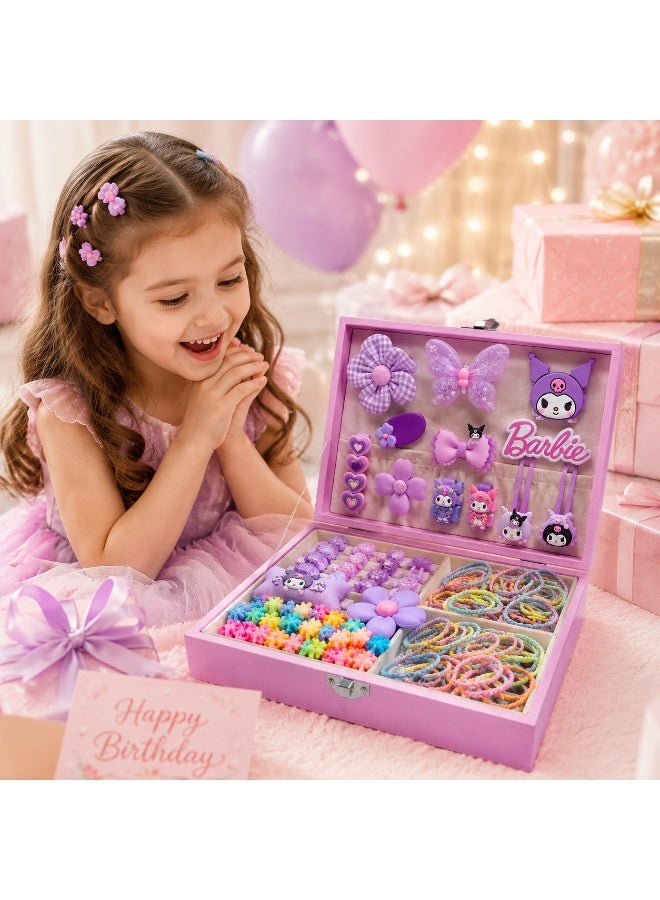 Kids Hair Accessories Set 156 PCS – Cute Princess Hair Clips & Scrunchies Gift Box for Girls, DIY Dress Up Hair Styling Toy Set - Image 3