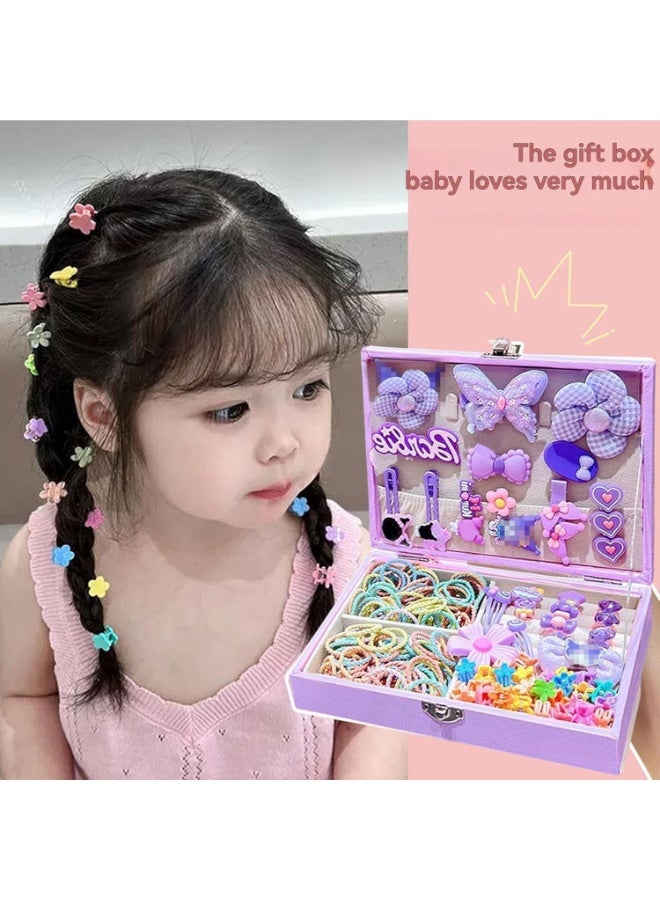 Kids Hair Accessories Set 156 PCS – Cute Princess Hair Clips & Scrunchies Gift Box for Girls, DIY Dress Up Hair Styling Toy Set - Image 5