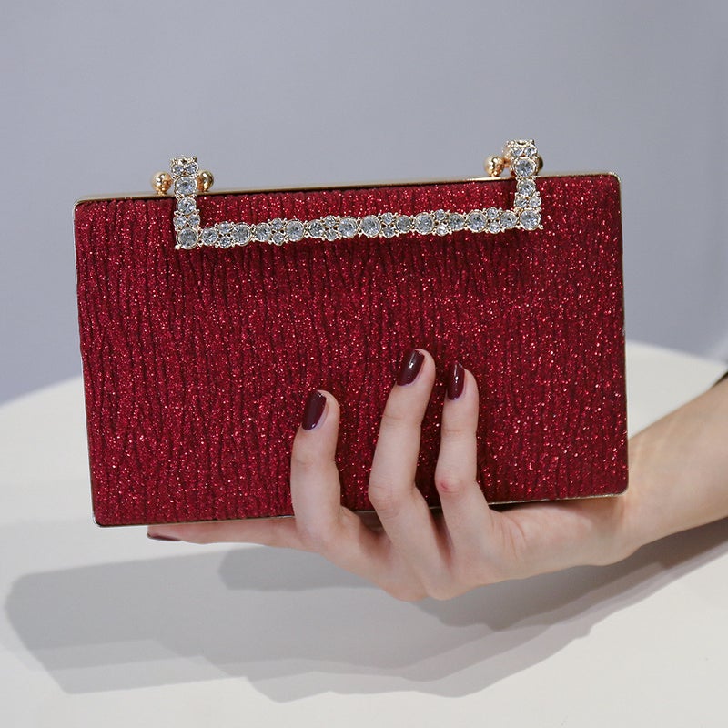 Fashion Pleated Dinner Bag Red Diamond Ornament Bridal Bag Glitter Banquet Dress Bag Chaozhou Manufacturer - Image 3