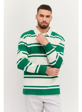 Men Relaxed Fit Stripped Full Sleeves Polo, Green - pzsku/Z6514DDFC182403EA6F0DZ/45/_/1739629261/9c13dcb6-ccdc-496c-8272-7a4e12a4a3e4