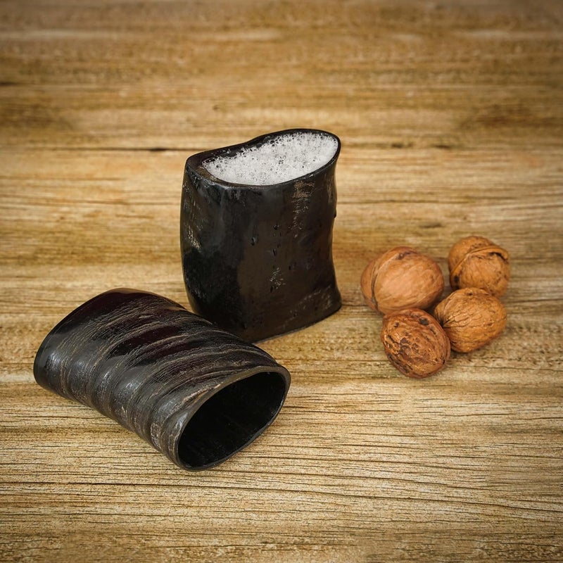 ميثروجان كأس ميثروجان الفايكنغ للشرب من قرن الجاموس مع حقيبة قماشية مجانية، كأس شرب للفايكنغ، كأس تذكار من العصور الوسطى النوردية - 3 بوصة، عبوة من قطعتين - Image 5
