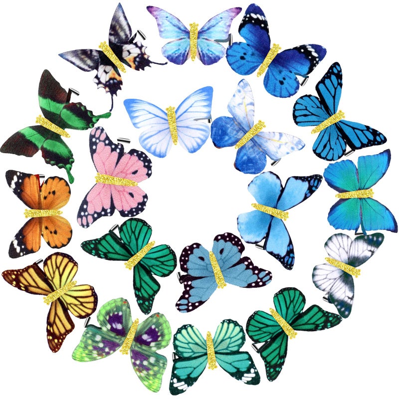 BOAO 18 Pieces Butterfly Hair Clips Glitter Barrettes Butterfly Snap Bow Hair Clips for Teens Women Hair Accessories - Image 1