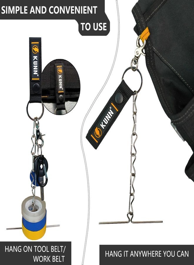 KUNN Electrical Tape Holder,Dual-Use Tape Thong,Enhanced Fast Tape Holder Chain for Tool Belt with Keyring,Snap Loop and Button(1Pack,Black) - Image 3