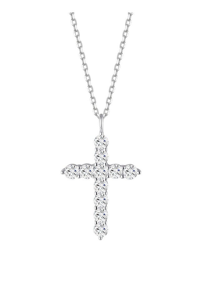 S.Leaf - Cross Necklace For Women Cross Chain Sterling Silver Cross Cubic Zirconia Necklace Gold Cross Necklace Simple Dainty Necklace Anniversary Birthday Gifts For Women - Image 1