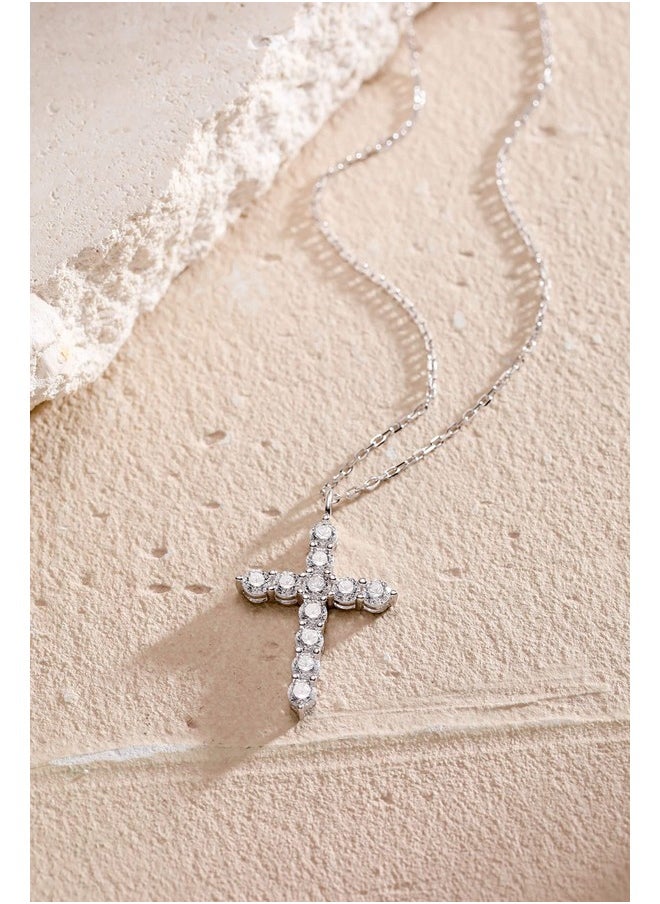 S.Leaf - Cross Necklace For Women Cross Chain Sterling Silver Cross Cubic Zirconia Necklace Gold Cross Necklace Simple Dainty Necklace Anniversary Birthday Gifts For Women - Image 1