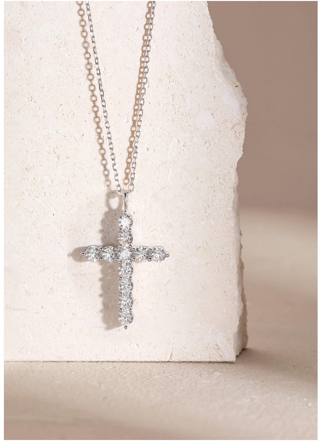 S.Leaf - Cross Necklace For Women Cross Chain Sterling Silver Cross Cubic Zirconia Necklace Gold Cross Necklace Simple Dainty Necklace Anniversary Birthday Gifts For Women - Image 1