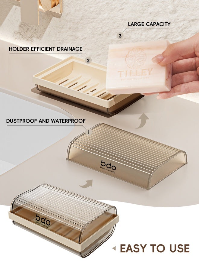 bdo Large Soap Dish Holder, Self Draining Bar Soap Holder, Plastic Soap Bar Container, Soap Saver for Shower, Bathroom, Kitchen - Without Cover - Image 3