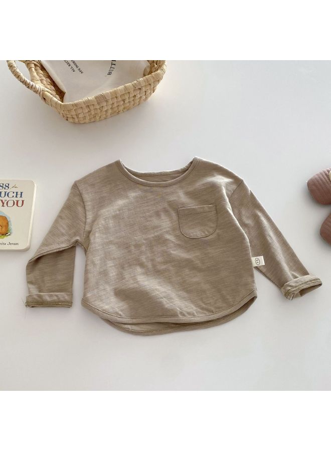 Children's Bamboo Cotton T-shirt 0-5 Years Old Autumn South Korea Children's Clothing Boys Solid Color Base Shirt Baby Autumn Fashion By226