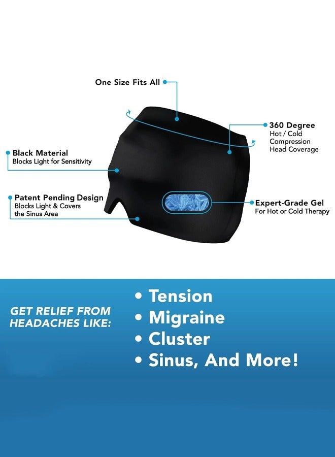 joyzzz Migraine Ice Head Wrap, Form Fitting Gel Ice Headache Migraine Relief Hat, Cold Therapy Migraine Relief Cap Migraine Ice Pack Mask, Cold Compress Headache Relief Cap for Tension, Sinus Stress, Black - Image 2
