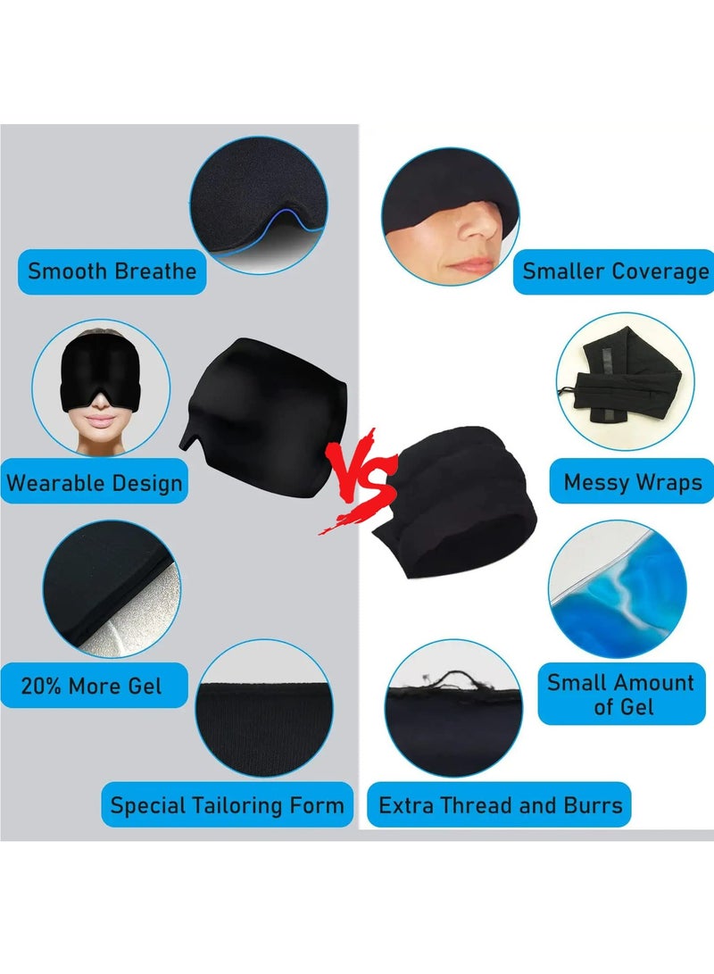 joyzzz Migraine Ice Head Wrap, Form Fitting Gel Ice Headache Migraine Relief Hat, Cold Therapy Migraine Relief Cap Migraine Ice Pack Mask, Cold Compress Headache Relief Cap for Tension, Sinus Stress, Black - Image 3