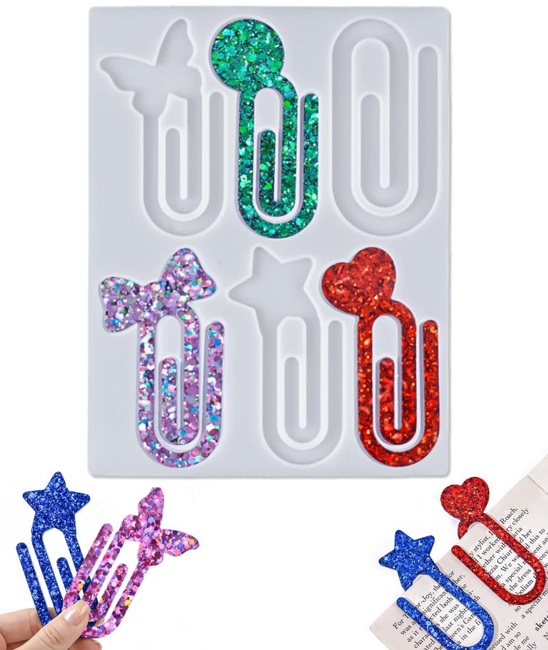 BdelrinQue Paper Clip Bookmark Moulds for Crafting,Resin Bookmark Moulds, White Mould for Art, DIY Bookmark Making Kit for Craft Enthusiasts and Students - Image 1