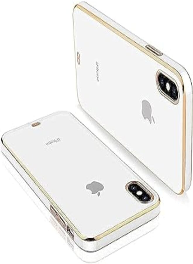 Generic - iPhone Xs Max Case for Girls Women,Cute Heart Luxury Bling Plating Soft Back Cover Raised Full Camera Protection Bumper Silicone Shockproof Case for iPhone Xs Max (white) - Image 1