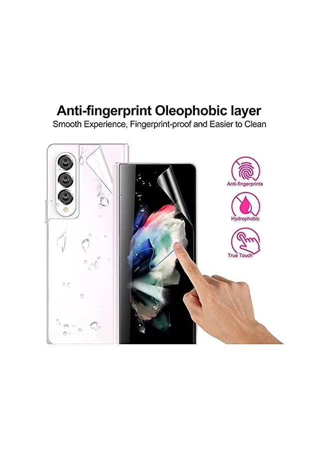 Samsung Galaxy Z Fold 3 5G Flexible TPU Screen Protector 2 Pack Front with 2 Pack Inside, Support Fingerprint Unlock, Case Friendly, Bubble Free, High Definition, Anti-Scratch