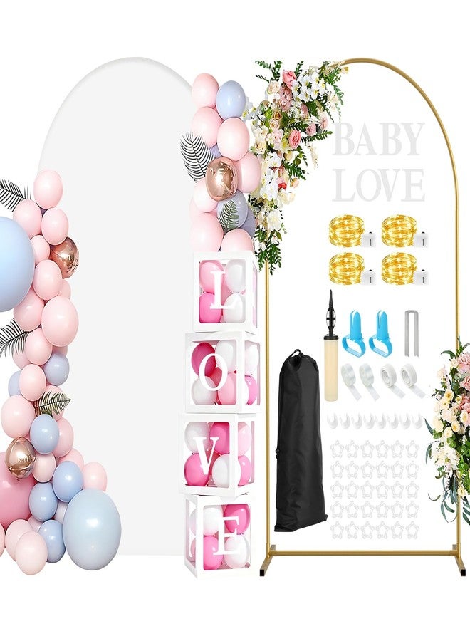 Dexpinzo 7.2 FT Arch Backdrop Stand and Cover Set, Metal Backdrop Arch Stand with Cover for Birthday Party Wedding Ceremony Bridal Baby Shower Event Decor - Image 1