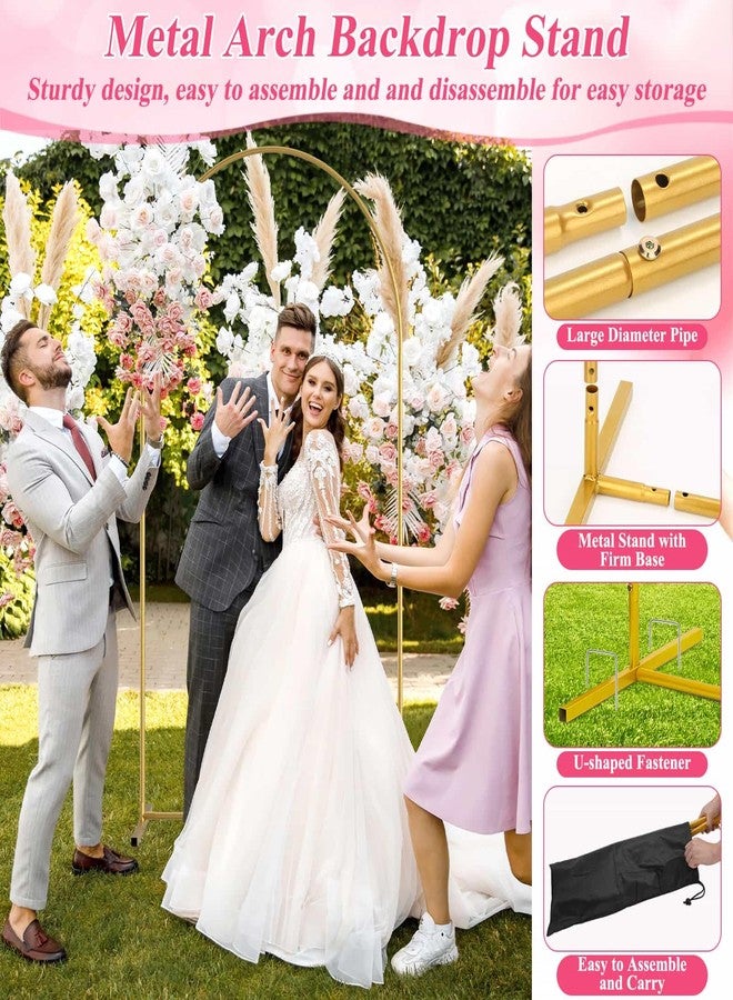 Dexpinzo 7.2 FT Arch Backdrop Stand and Cover Set, Metal Backdrop Arch Stand with Cover for Birthday Party Wedding Ceremony Bridal Baby Shower Event Decor - Image 2
