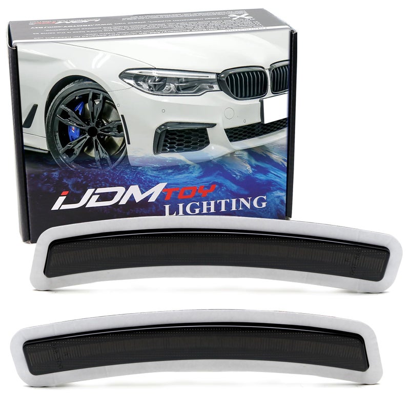 iJDMTOY Euro BlackOut Smoked Front Bumper Side Marker Reflex Lens Compatible With BMW 201926 G20 3 Series 320i 330i 340i M340i 202026 G22 4 Series 420i 430i 440i M440i CoupeConvertible ONLY - Image 2