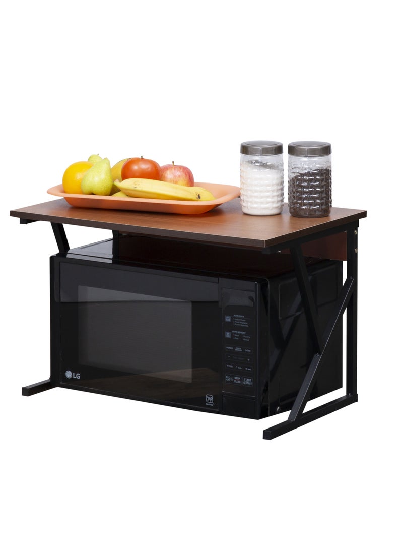 WT-EASYCARE Metal Wooden Kitchen Storage Rack - Dark Oak | Kitchen Storage Rack | Wooden Kitchen Rack | Kitchen Stand | Kitchen Microwave Stand | Kitchen Organizer | Metal Rack for Kitchen - Image 1