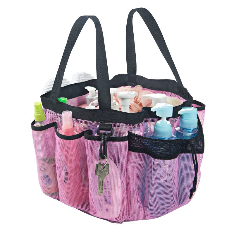 Moyad Large Mesh Shower Caddy Hanging Beach Tote Bag Travel Portable Cleaning Caddy Shower Organizer Camping Accessories College Dorm Room Essentials Pink