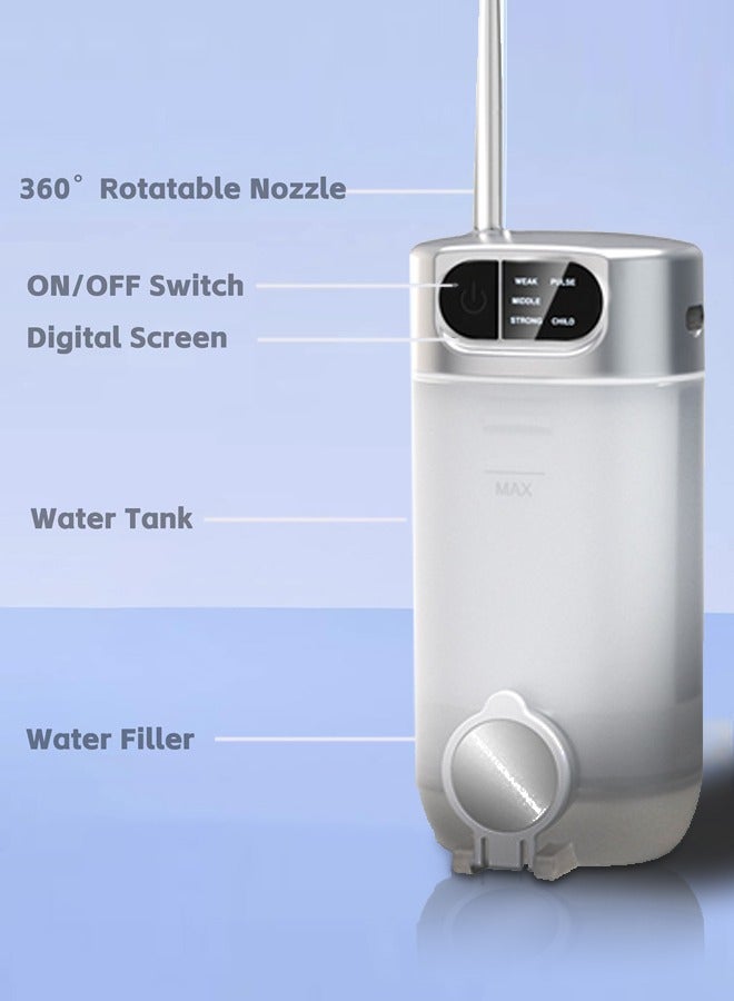 AHVTE Water Flosser For Teeth, Portable Water Dental Flosser for Teeth Cleaning, Cordless 300Ml Portable Oral Irrigator Flosser, 5 Cleaning Modes And 4 Jet Tips  Ipx7 Waterproof - Image 4