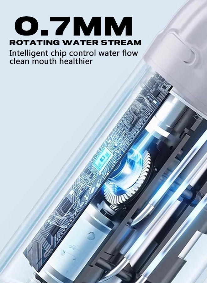 AHVTE Water Flosser For Teeth, Portable Water Dental Flosser for Teeth Cleaning, Cordless 300Ml Portable Oral Irrigator Flosser, 5 Cleaning Modes And 4 Jet Tips  Ipx7 Waterproof - Image 3