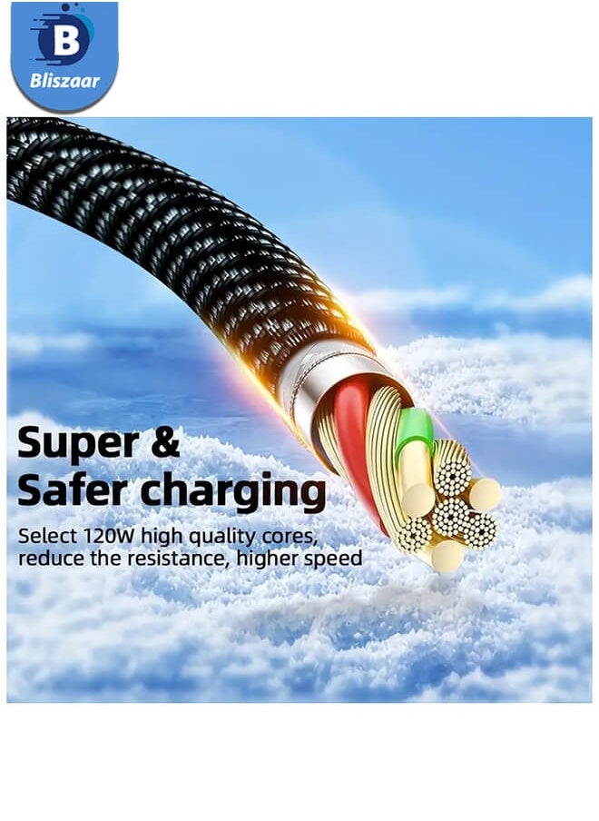 USB to Type-C Fast Charging Cable with LCD Display, Type-C Cable, 1m Black
