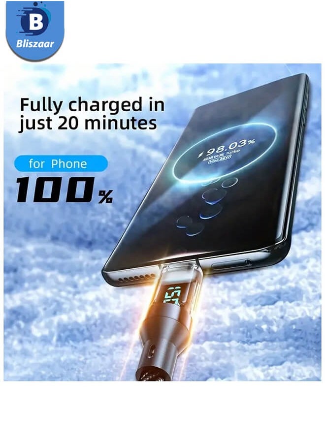 USB to Type-C Fast Charging Cable with LCD Display, Type-C Cable, 1m Black