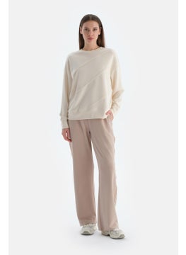 dagi Ecru Women's Modal Piping Detailed Sweatshirt  - Image 4