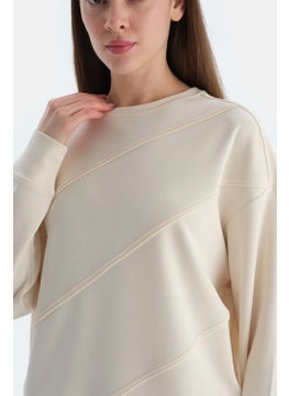 dagi Ecru Women's Modal Piping Detailed Sweatshirt  - Image 5