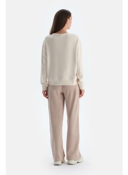 dagi Ecru Women's Modal Piping Detailed Sweatshirt  - Image 2