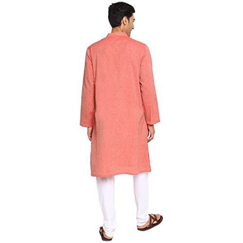Fabindia Men's Cotton Dobby Relaxed Kurta (102884502_Red - Image 4