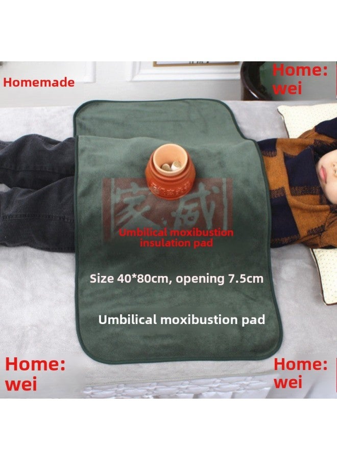 Pediatric Massage Umbilical Therapy Navel Pad Navel Moxibustion Opening Heat Insulation Pad Towel Gourd Moxibustion Cupping Single Hole Anti-scalding Pad Towel-Size:[dark Green] 40*80cm Opening 7.5cm - Image 4