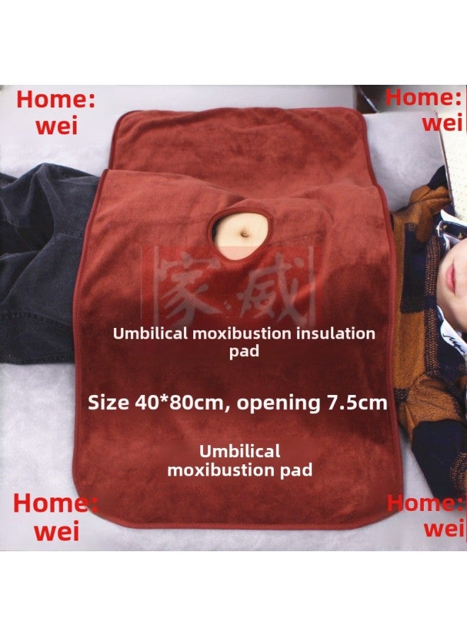 Pediatric Massage Umbilical Therapy Navel Pad Navel Moxibustion Opening Heat Insulation Pad Towel Gourd Moxibustion Cupping Single Hole Anti-scalding Pad Towel-Size:[dark Green] 40*80cm Opening 7.5cm - Image 1