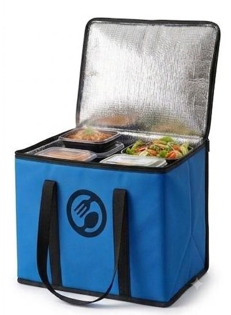 Thermal Food Delivery and Storage Bag, Water-Resistant – Insulated Bag for Keeping Meals and Beverages Hot or Cold – Multicolor (Black & Blue) - Image 3