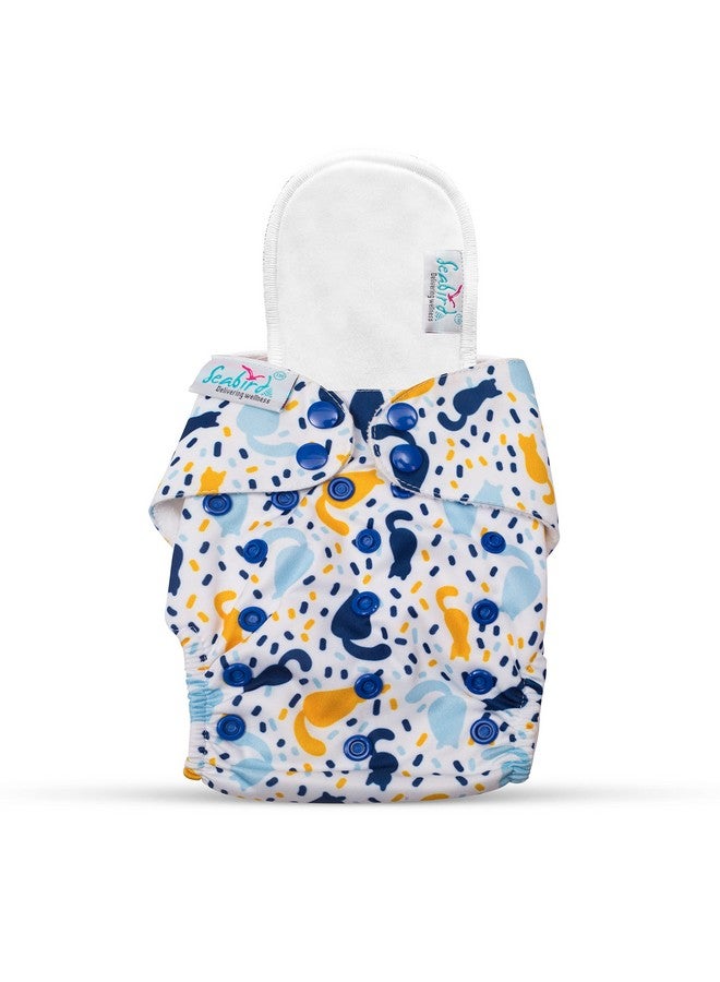 SEABIRD Diaper New Born Babies Soft Cloth Babies Washable And Reusable 100% Organic Cotton Comfortable With Adjustable Buttons (Animal Print) - Image 1